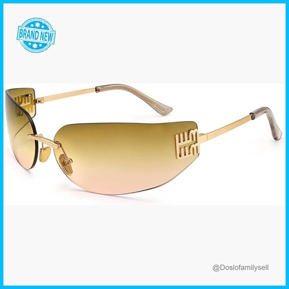 Y2K Retro Frameless Wrap Around Sunglasses UV400 Protection Trendy Shield main image 5